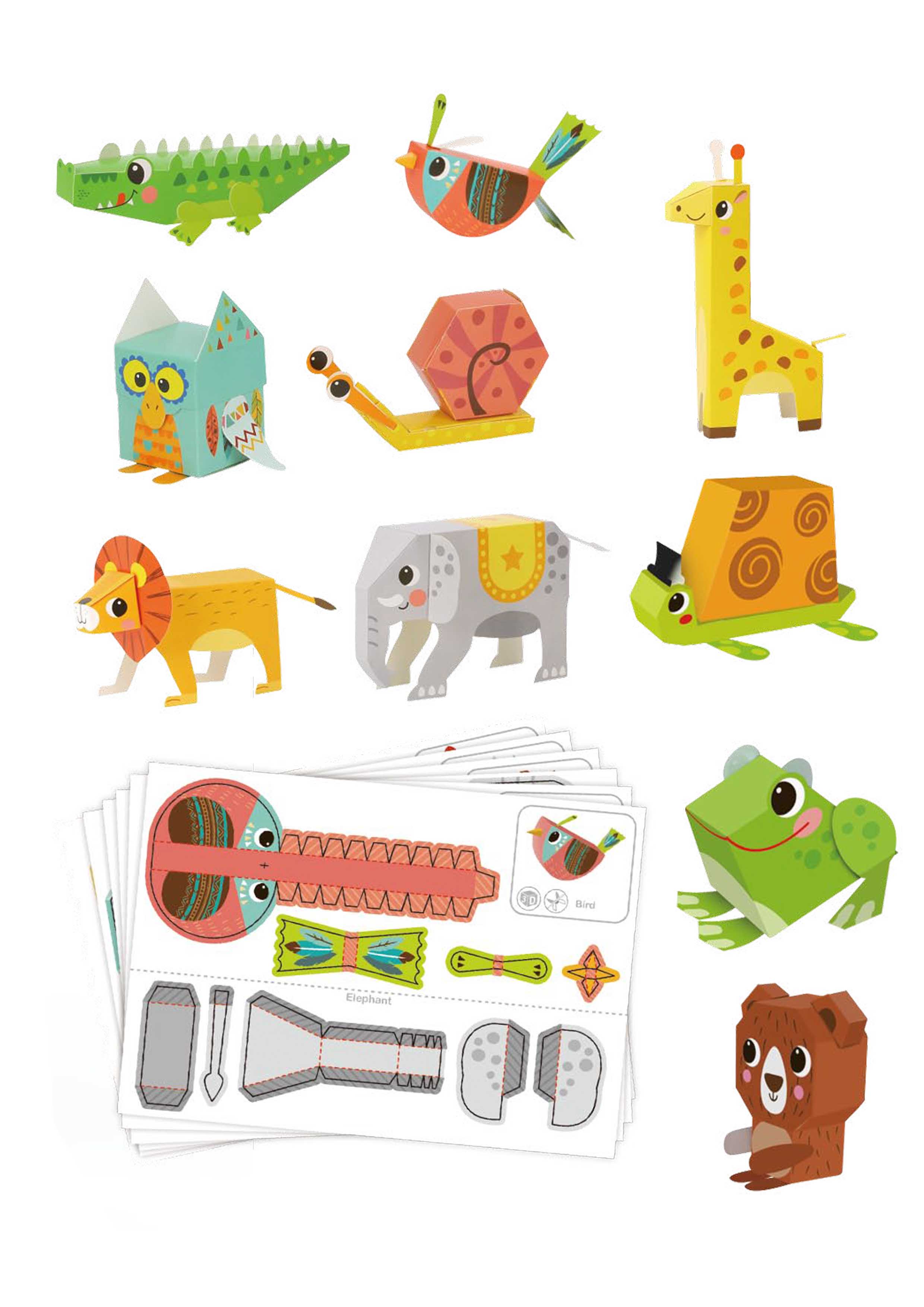 3D Origami Paper Kit - Animals